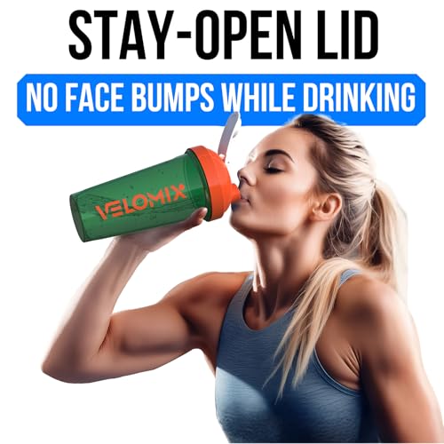 Image of VELOMIX -2 Pack- 28 oz Protein Shaker Bottles for Protein Mixes - 2x Wire Whisk | Leak Proof Shaker Cups for Protein Shakes and Pre Workout | Protein Shaker Bottle Pack (D3) Aurora Bloom