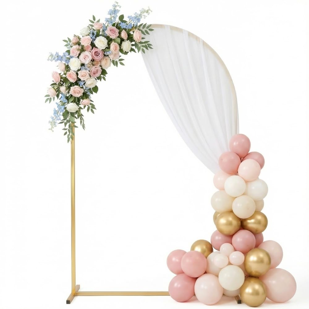TERRE JARDIN Arche Mariage Métal Doré 220 x 120 cm - Support Décoration Cérémonie - Arche Ballon et Fleur pour Mariage, Anniversaire et Événement