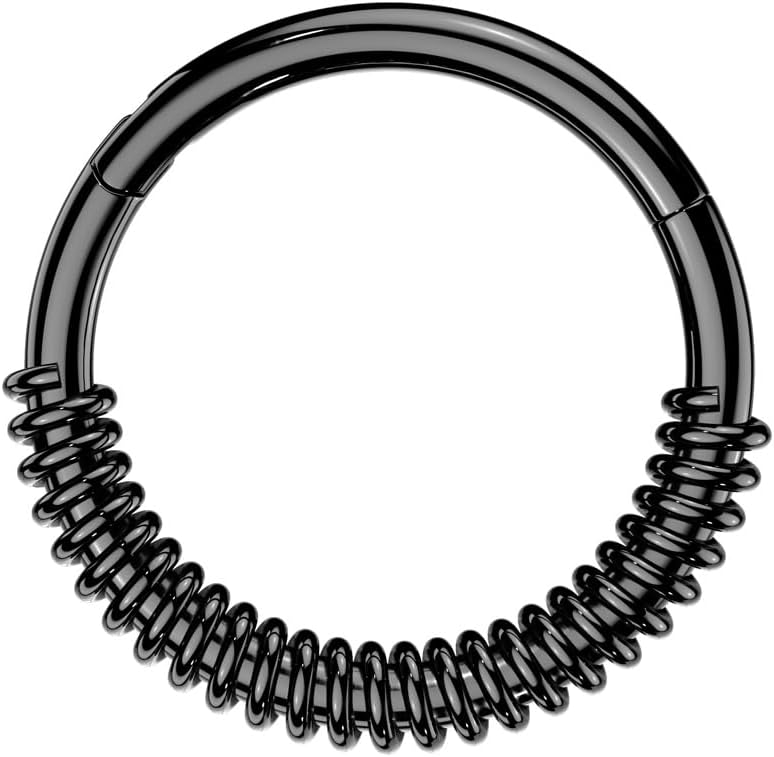 Pierced Owl 16GA 316L Stainless Steel Coiled Front Hinged Segment Clicker Ring