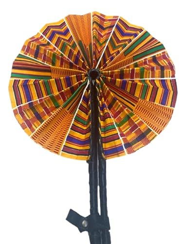 ShopHaven African Fan #2, African Ankara Print Fan, Ankara Handheld Fan, Afrocentric Foldable Fan, African Kente Print Fan
