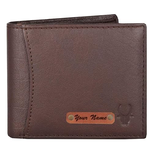 Image of WildHorn customised Gifts for Men | Personalized Leather Wallet for Mens -Name /Logo Printed on Wallet I Unique Gift Ideas for Men Boy Love Husband Employees Clients