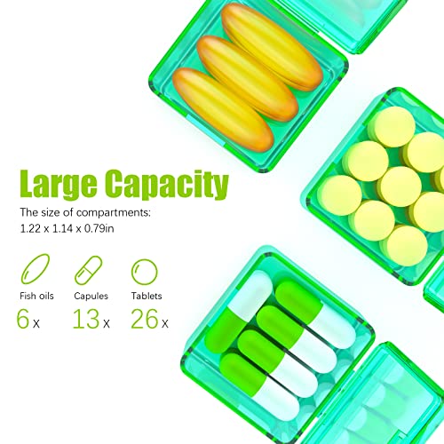Image of Monthly Pill Organizer Once a Day - 30 Day Pill Organizer Box - Easy to Open - Large Compartments Portable Case for Travel, Month Pill Cases Medicine Organizer for Vitamin (Green)
