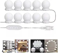 Kit 10 Lâmpadas Luz Para Camarim Led Autocolantes Espelho De Maquiagem Luzes Com 3 Cores Tons