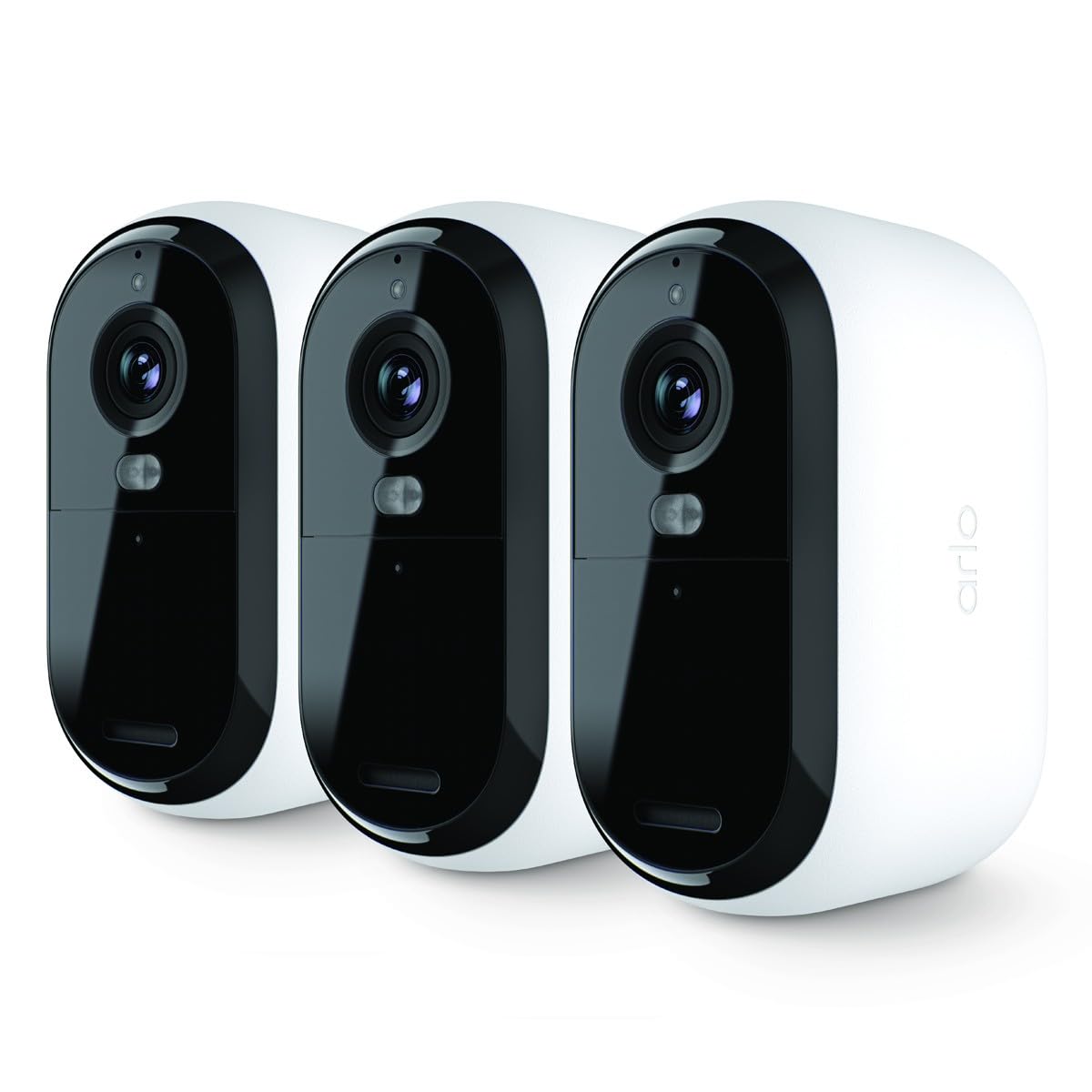 Arlo Essential 2 Akku Überwachungskamera Aussen WLAN, Kabellos, 2K HD Video, Farbnachtsicht, Bewegungsmelder, Sirene, 2-Wege Audio, Smart Home + Arlo Secure Plan Testzeitraum, 3er Set, Weiß