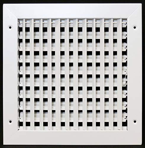 14  X 14  Adjustable AIR Supply Diffuser - HVAC Vent Cover Sidewall or Ceiling - Grille Register - High Airflow - White [Outer Dimensions: 15.75 w X 15.75 h]