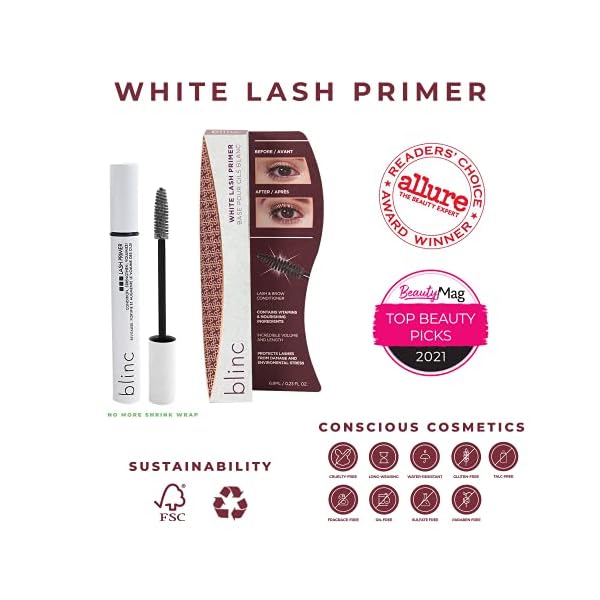Blinc White Lash Primer, Lash Boosting Conditioning Eyelash Primer Mascara with Vitamin E and Growth Promotion Peptides, Volumizing and Lengthening White Mascara Primer, 6.8mL / 0.23 Fl. Oz