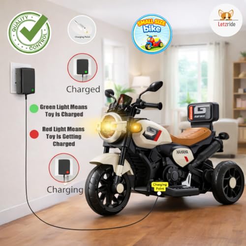 Image of Kids Electric Ride-On Bike with LED Headlight, Music & 3-Wheel Stability, Battery Powered Motorcycle Toy for Boys & Girls (Ages 1-4 Years)
