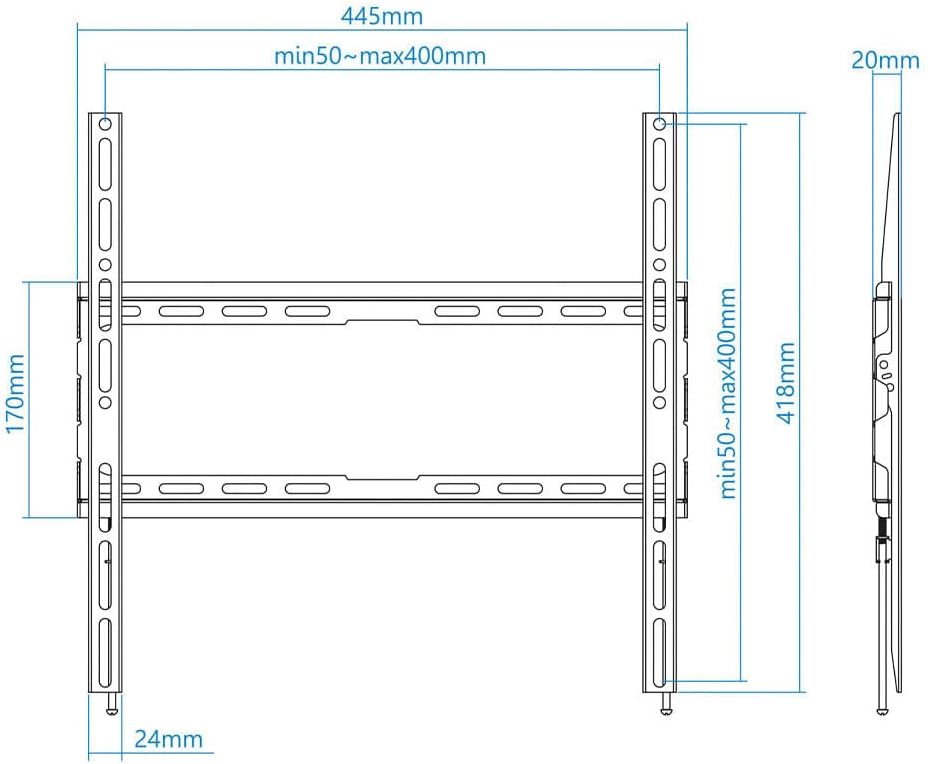 TOOQ LP1070F-B – Soporte de Pared para Monitor/TV/LED de 32″ a 70″, Distancia a la Pared 20 mm, Color Negro 7