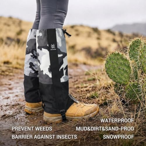 Image of GUSTAVE Adjustable Waterproof Leg Gaiters for Men Women Compatible with Lightweight Hiking Boot Gators Delivering Breathable Gear for mud Snow Mosquito Protection and Reliable Travel in Terrain