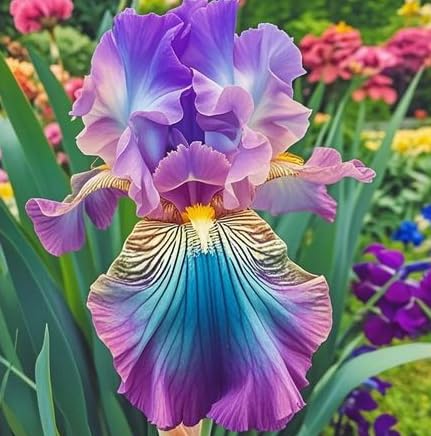 Live Iris Perennial Plants, Vibrant Blooms Hardy Shrub for Outdoor Container Garden-that Grow Fast/Golden Jade Carving-4 Bulbs-F