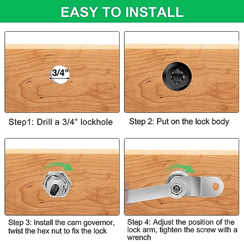 2 Pack Cabinet Lock with Keys, 1-1/8" RV Storage Lock Keyed Alike, RV Locks for Storage Door, Camper Cabinet Door Toolbox Lock Mailbox RV Cam Locks with Manual (Black -2 Pack, 1-1/8 Inch)… by Cylinnda - Image 8