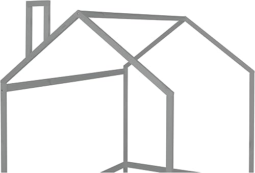 Miniatura 77 de Merax Cama de casa de madera de tamaño individual con techo y valla, se puede decorar para niñas, niños, cama de piso de madera, gris