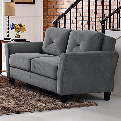 Home Square Transitional 2 Piece Sofa And Loveseat Set In Dark Gray #TOP4