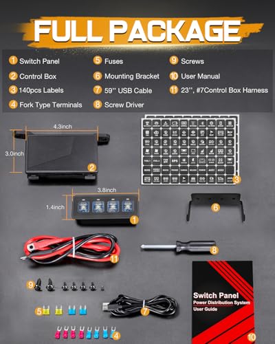 image for Wireless 4 Gang Switch Panel, Niking Auto Multifunction Offroad LED Sw