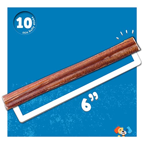 Jack&Pup Premium Thin Dog Bully Sticks 6 Inch Bully Sticks For Dogs, (10 Pack) Healthy Dog Treats Bully Sticks Odor Free Bully Sticks For Small Dogs - 100% Beef Dog Chews, Pizzle Chew Sticks For Dogs #TOP4