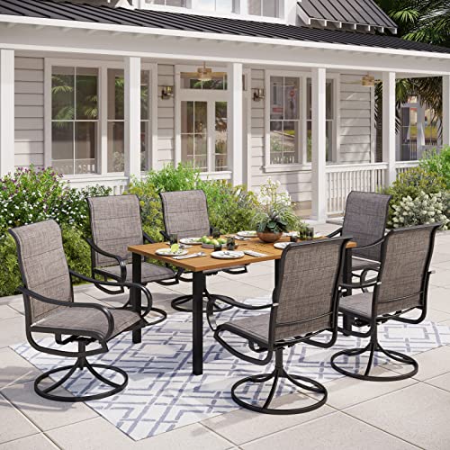 Mixpatio 7 Piece Outdoor Dining Set,Outdoor Furniture Set, 6 Swivel Dining Chairs And Rectangular Metal Dining Table For Lawn, Garden, Yards, Poolside #TOP6