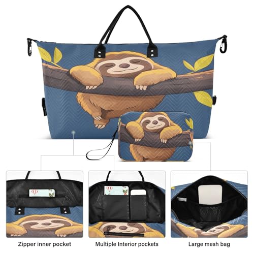 CEBUGI Cartoon Sloth Quilted Duffle Bag for Women Large Carry On Travel Weekend Bag Hospital Bags for Labor and Delivery2