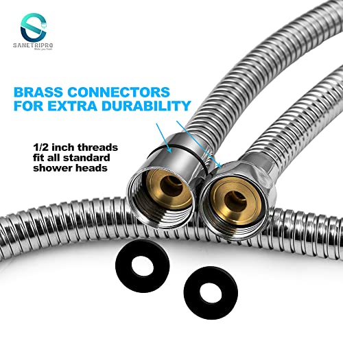 SANETRIPRO Shower Hose 59 Inches Extra Long Chrome Shower Head Hose Made With Commercial Grade Stainless Steel Universal Replacement Part For Handheld Showerhead Hoses Lightweight and Flexible