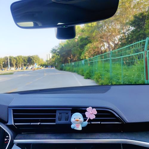 Image of Cute Car Air Freshener Vent Clips, 3D Animal with Mini Fan Diffuser Vent Clip, Air Conditioning Decoration Car Accessories for Women and Men