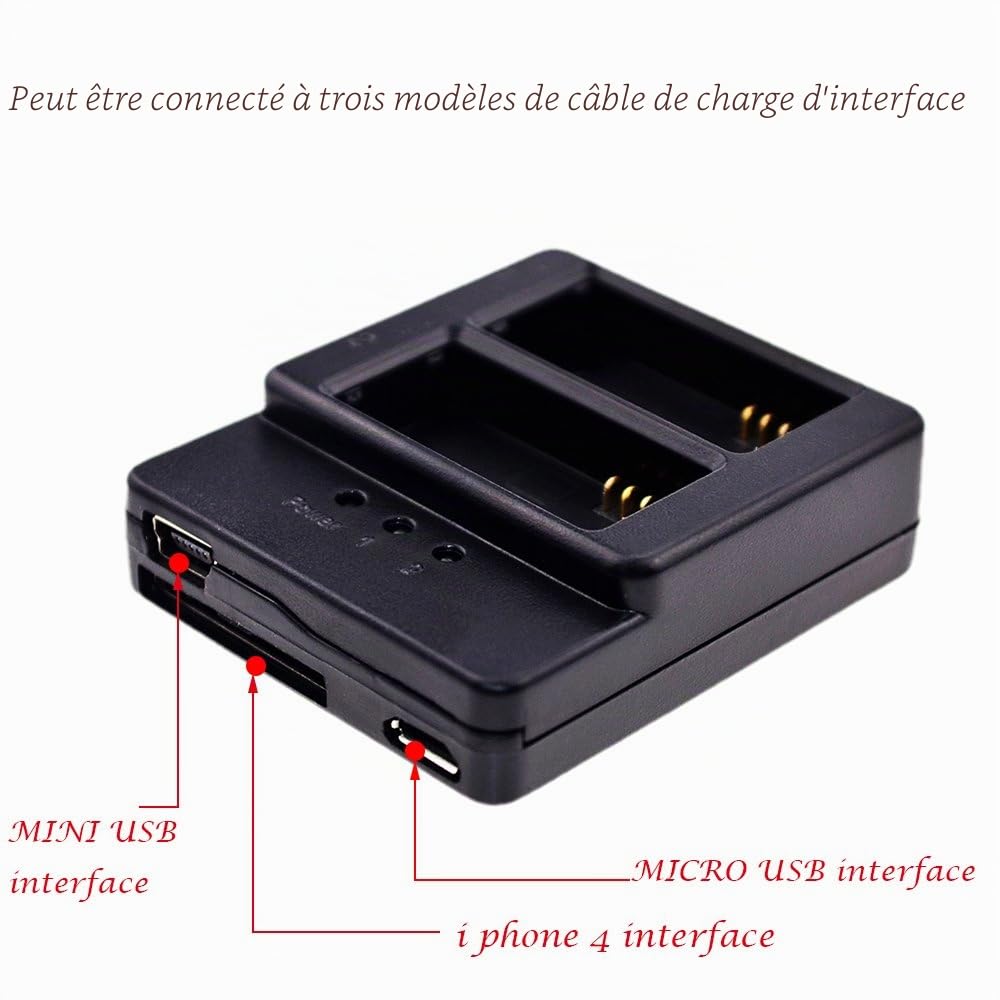 Suptig Batterie (Lot de 2) et Chargeur Daul pour GoPro HERO3/Gopro HERO3+ et Gopro AHDBT-301/AHDBT-302