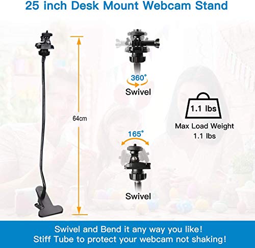 Masroo 25 Inch Webcam Stand - Flexible Desk Mount Clamp Gooseneck Stand Compatible with Logitech Webcam C930e,C930,C920, C922x,C922, Brio 4K,... - Image 3