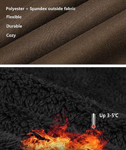 Image of Little Beauty Fleece Hoodies for Men Winter Thick Jackets Sherpa Lined Zip Up Sweatshirt With Kanga Pocket