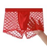 [Casey Kevin] ボクサーパンツ メンズ メッシュ 下着 セクシー 男性用 ローライズ 前開き ボクサーブリーフ 通気性 吸水速乾 蒸れない おしゃれ CK2116 レッド M