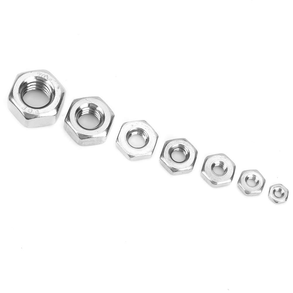 Dadi Esagonali UNC in Acciaio Inossidabile 304, 360 Pezzi con Filettatura Grossa UNC Dadi di Fissaggio Esagonali in Argento con Scatola Per Riparazioni, Industria (1/4-20UNC)