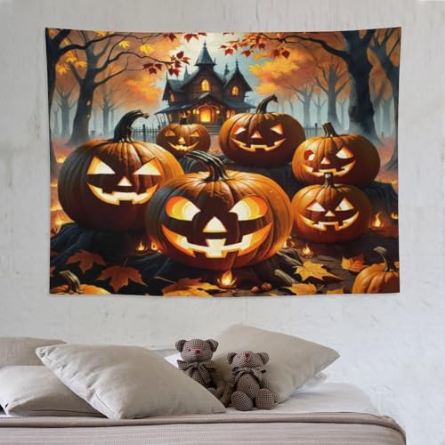 Tapisserie citrouille d Halloween PAZZK pour une deco de chambre cocooning