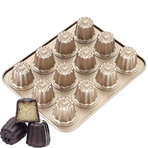 The Love 12-Cavity Nonstick Canele Mold Baking Cake Pan for ...