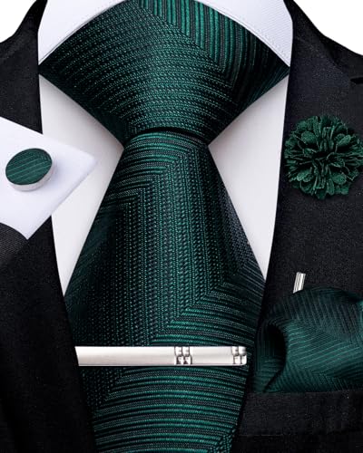 Image of DiBanGu Silk Pre-tied Ties for Men Formal Adjustable Necktie Set | 6PCS,Zipper Tie,Pocket Square,Cufflinks,Tie Clip & Lapel Pin,Wrinkle-Resistant,Premium Gift Box,Formal Business Wedding Party