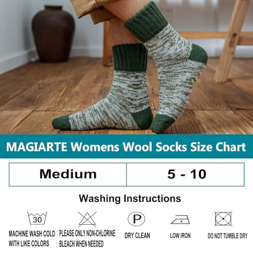Image of MAGIARTE Womens Boot Wool Socks Christmas Gift Pack Winter Thick Warm Vintage Cozy Crew Socks for Women 3 /4 /5- Pack