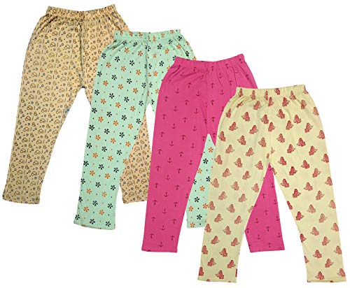 Image of IndiWeaves Girls Printed Cotton Capri Pants for Summer (Lemon,Magenta,Green,Beige) Pack of 4