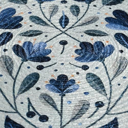 Image of LaVichitra Cotton Table Placemat | Dining Table Mat | Bed Side Table Mat | Cotton Round Shape Placemats | Washable PlaceMat for Shelves & Plant Pots - Pack of 6, Botanical Print
