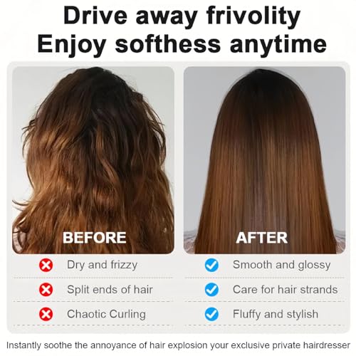Image of Cordless Hair Straightener Brush for Women, Portable Travel Hair Straightener Brush, Ionic Ceramic Mini Hot Comb with Fast Heating, 3 Heat Settings, USB Rechargeable Anti-Frizz Styling Tool (White)