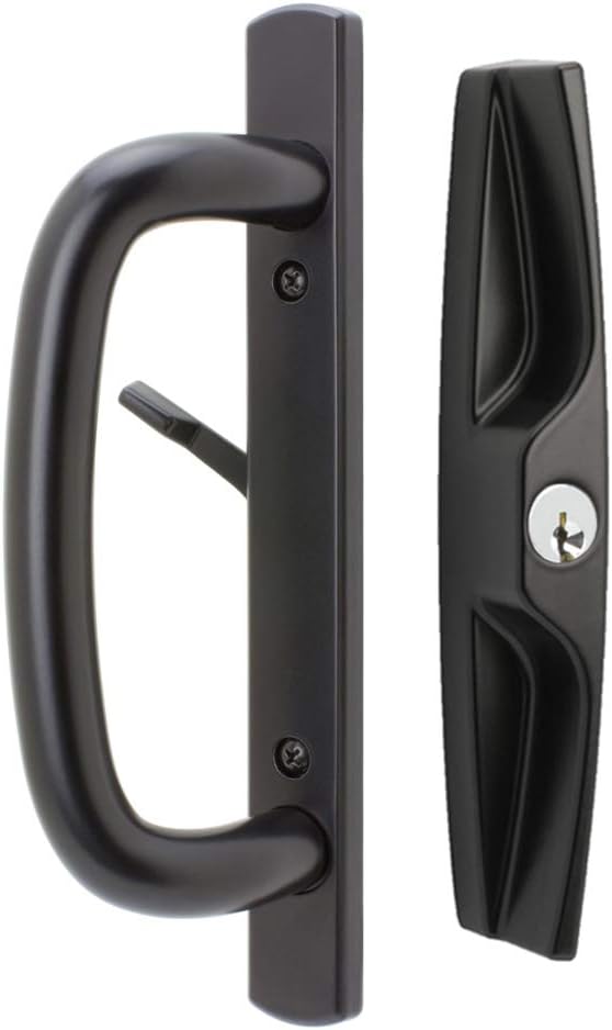 Veranda Sliding Glass Door Handle Set, Black, Keyed, 315/