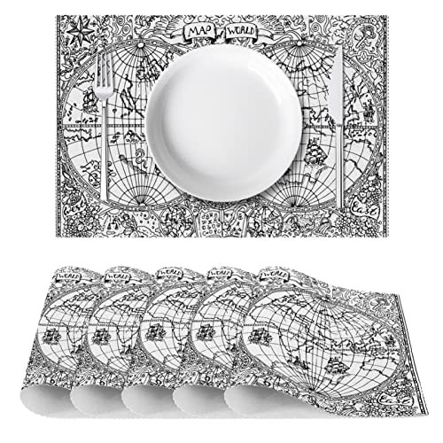 Set de table carte nautique au design noir et blanc raffiné pour table chic - 3
