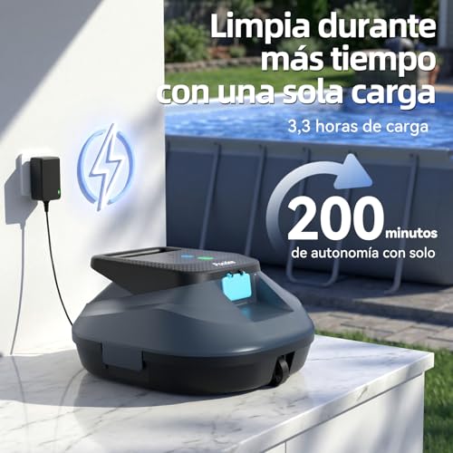 Miniatura 5 de 2026 Pondee X2 Robot Limpiafondos Piscina Con Una Autonomía De 200 Minutos, Limpiafondos Piscina Automatico Auto-Parking, Carga Rápida 3,3h, Para Piscinas Desmontables Y Enterradas Hasta 120 M