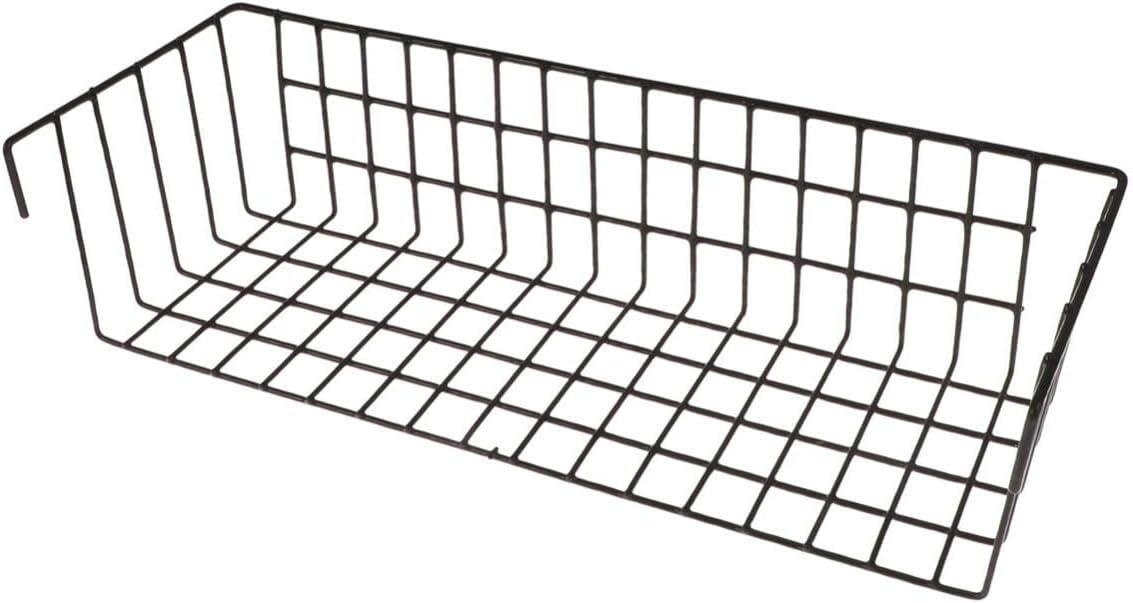 Black Iron Mesh Hanging Basket Rack with Hook for Wall Storage