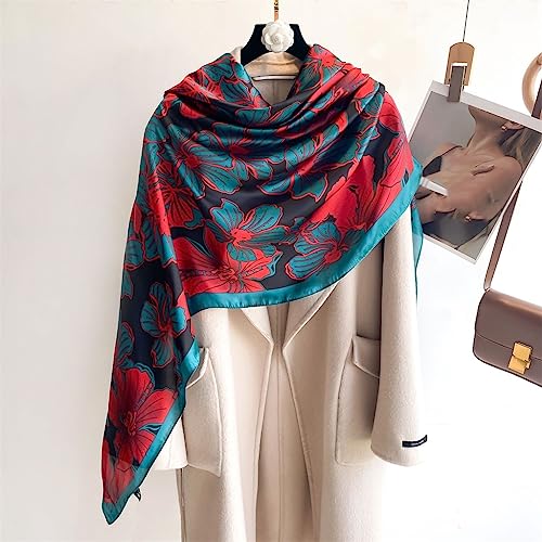 MQPALZKD Tempérament Imitation Soie Imprimé Écharpe Femmes Printemps et Automne Écharpe Mince Châle