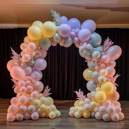 Macaroon Balloon Garland Arch Kit, 204Pcs Different Sizes 18/10/5 Inch Yellow Purple Pink Blue Balloons for Back to School Fathers Day Birthday Bridal Baby Shower Anniversary Party Decorations