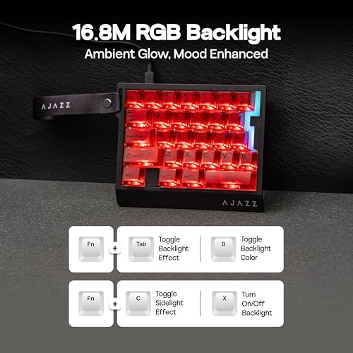 Image of MechLands AJAZZ AK029 One Handed Gaming Keyboard, 8Khz Polling, 29 Keys Rapid Fast Wired Keyboard, SOCD & DKS, Magnetic Switch, Adjustable Actuation, RGB Backlits, Aluminum Plate (Red Transparent)