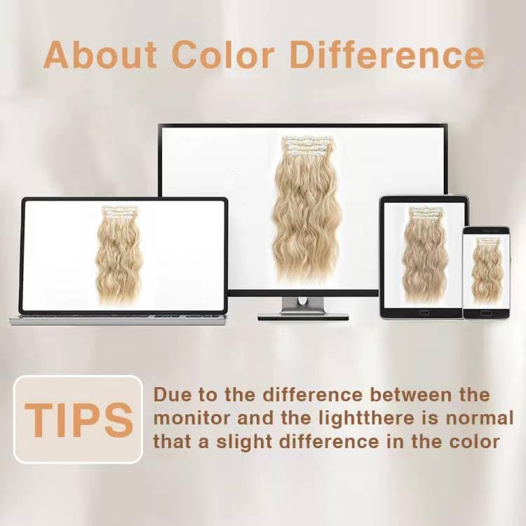 Miniatura 6 de Xuehua Extensiones de cabello sintético con pinzas, largo y ondulado, extensiones de cabello sintético de fibra de doble trama con pinzas para mujer