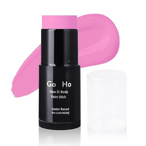 Go Ho Pintura facial rosa intensa, a base de agua, lavable, color rosa intenso, no tóxica, cobertura completa, color rosa crema, pintura corporal