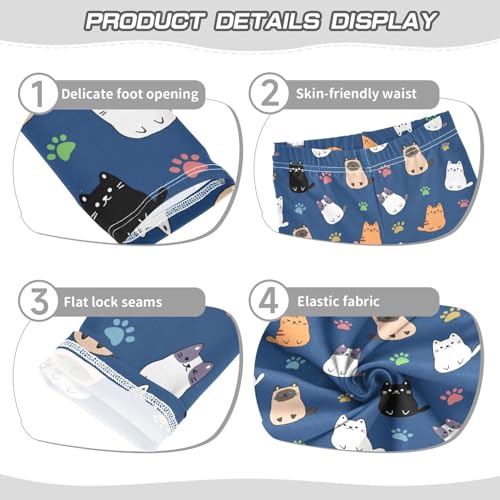 Cute Cartoon Simple Cats Navy Girls Leggings Soft Comfortable Athletic Leggings Dancing Pants for 4-10 Years3