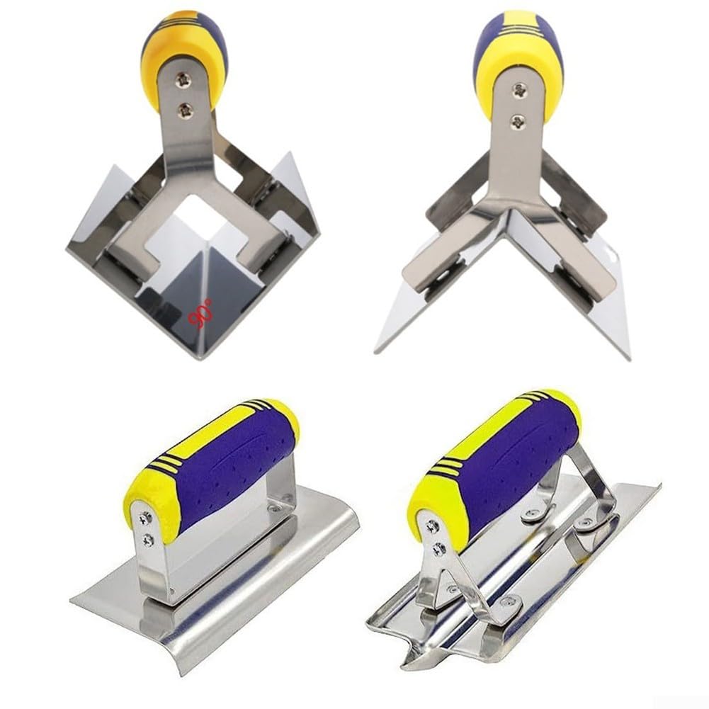 Ensemble d'outils pour béton en Acier Inoxydable pour Bordure à béton, Rainureuse pour ciment et béton, ensemble d'outils de rainurage pour la finition du plâtre et du ciment (Angle de virage)