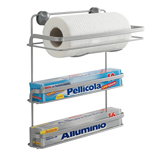 Soporte 3 rollos Metaltex Eureka gris con acabado Polytherm de 33x15x34 cm 3