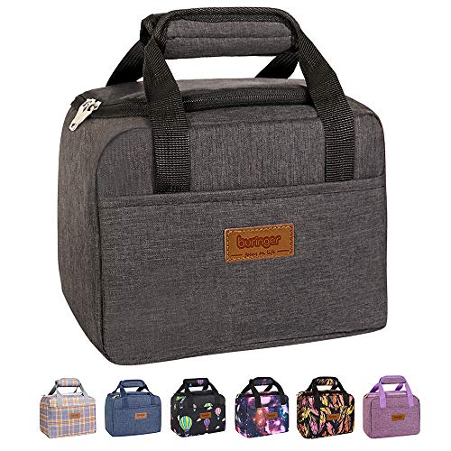 Buringer Cute Insulated Lunch Bag Box Cooler Tote Bento Container with Front Pocket