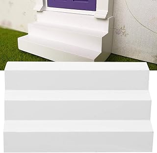Dollhouse Stairs, 1:12 Scale Wooden Stairs for Dollhouse Miniature Dollhouse Pet Stairs Dollhouse Flooring Dollhouse Front Porch Steps for Baby Kids Girl Children(White Steps)