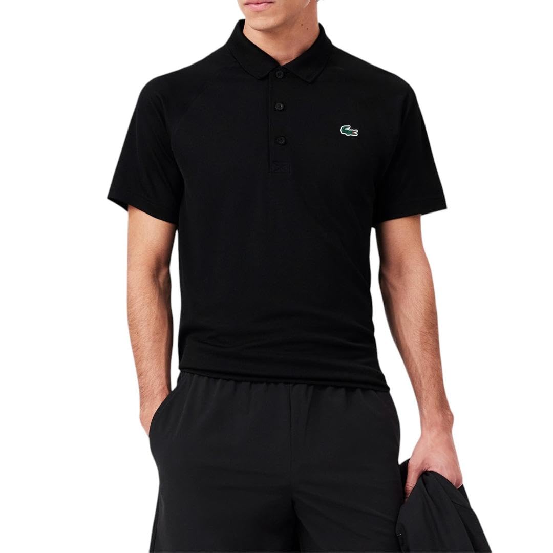 Lacoste Men's Regular Fit UV Protect Golf Polo Shirt, Black, Large